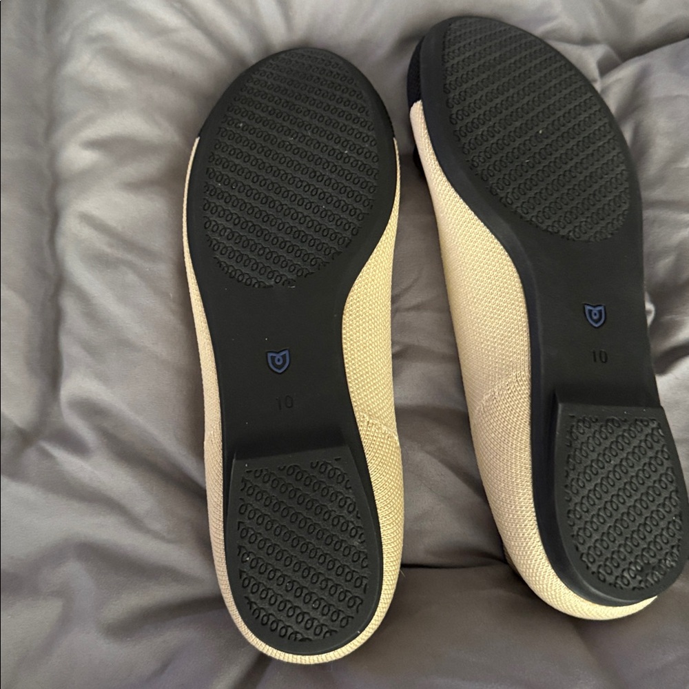Rothy's Black and Cream Flats with Blue Accent - Picture 4 of 6